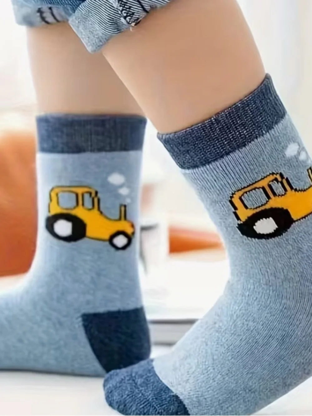 1-set of 5 pairs Kids Socks with Vehicle theme